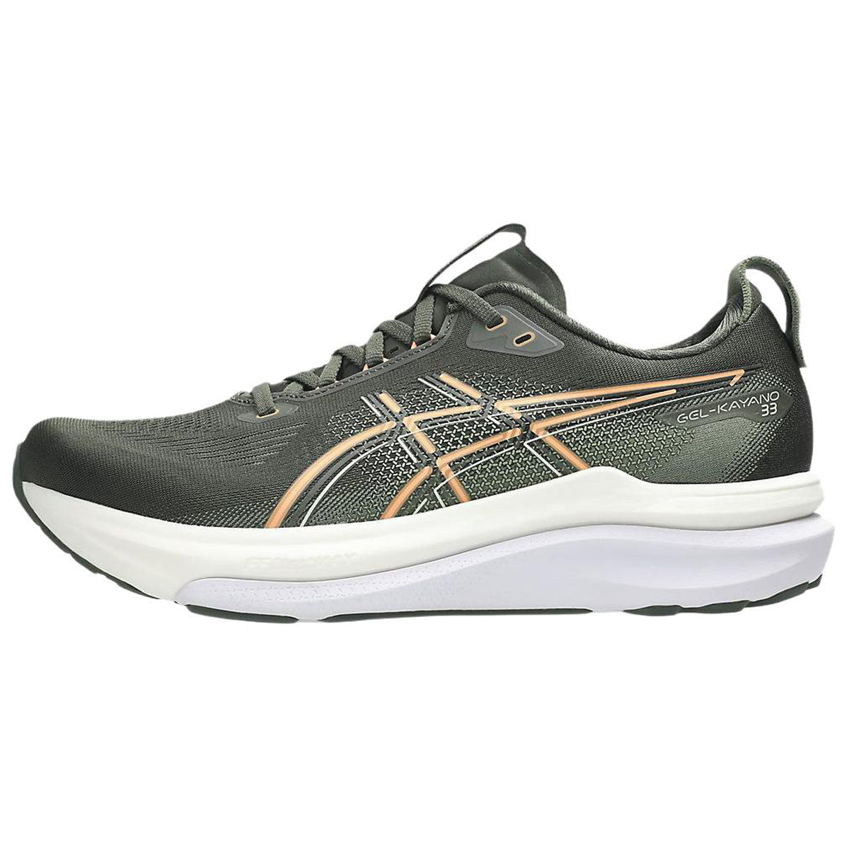 ASICS GEL-KAYANO 33 Olive Green Running Sneakers | Lightweight Low-Top Trainers for Men & Women