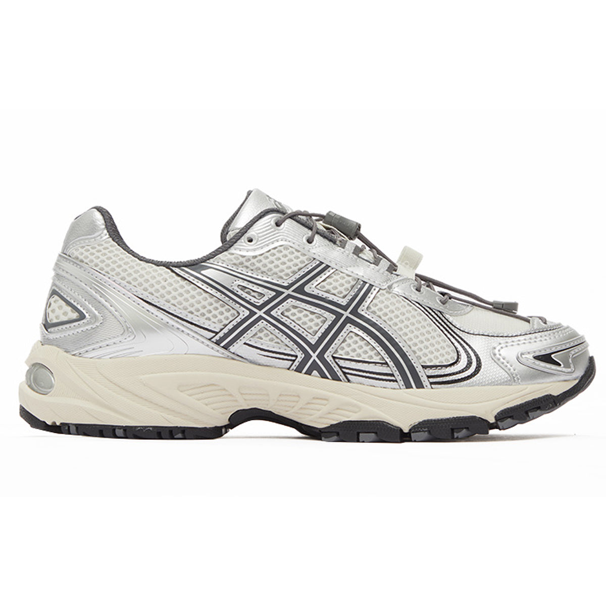 ASICS Sneakers Silver White Running Sneakers | Lightweight Low-Top Trainers for Men & Women