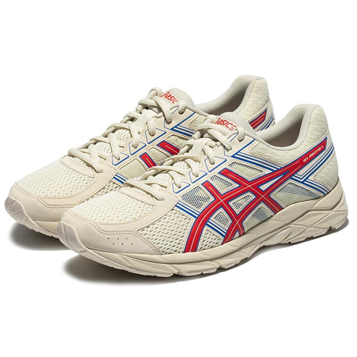 ASICS Gel-Contend 4 Beige Red Running Sneakers | Lightweight Low-Top Trainers for Men & Women