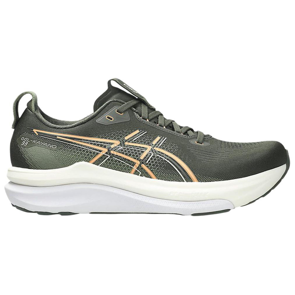 ASICS GEL-KAYANO 33 Olive Green Running Sneakers | Lightweight Low-Top Trainers for Men & Women