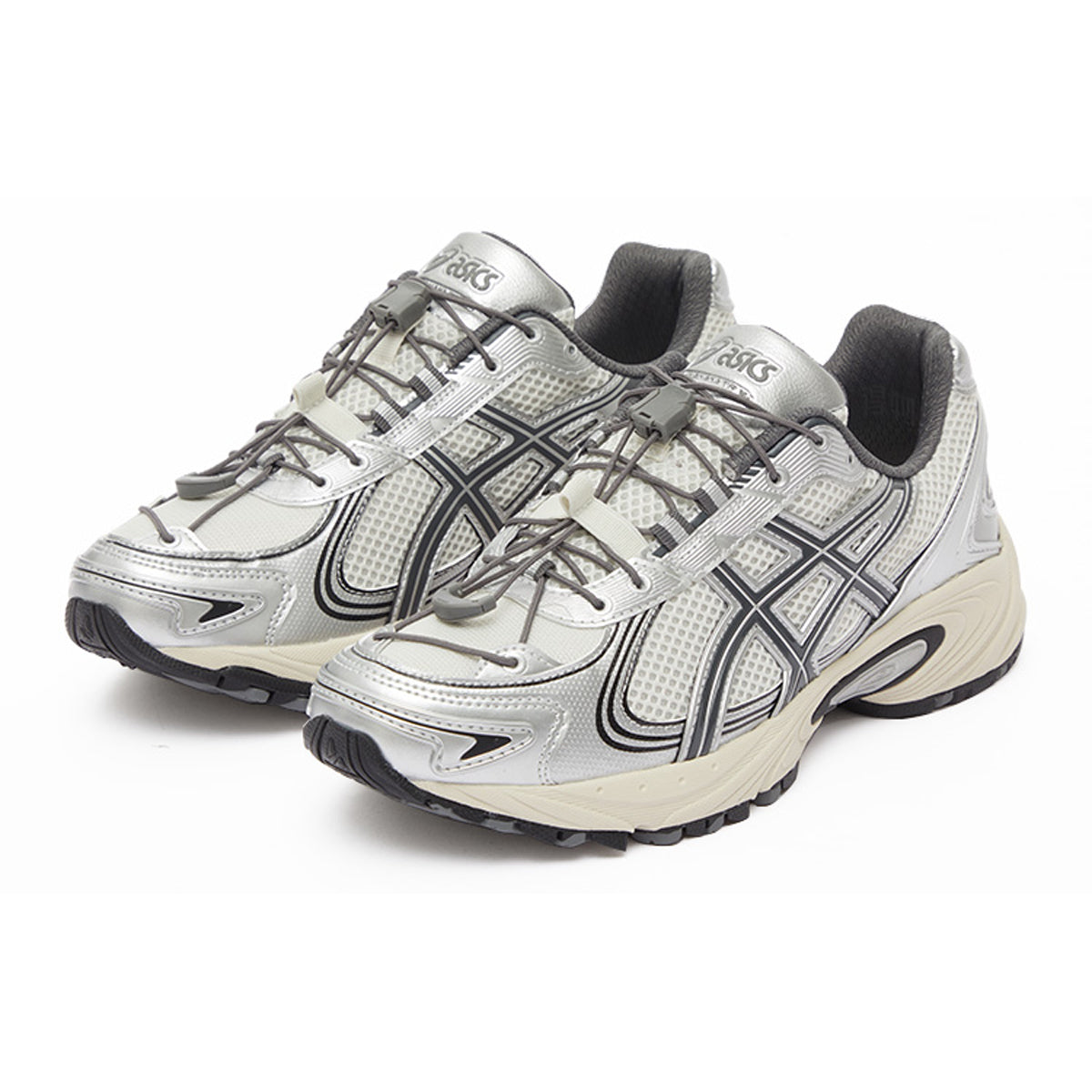 ASICS Sneakers Silver White Running Sneakers | Lightweight Low-Top Trainers for Men & Women