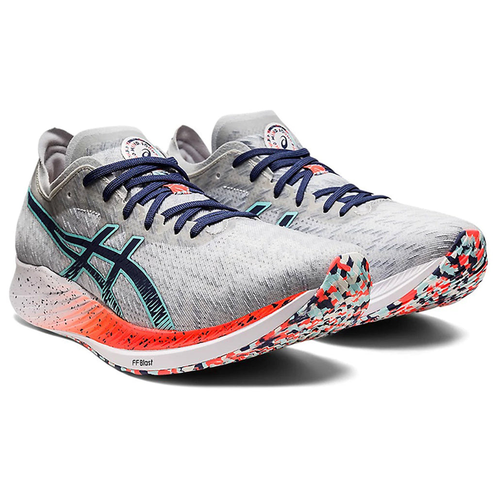 ASICS Magic Speed 1.0 Grey & Blue Racing Sneakers | Lightweight Low-Top Trainers for Men & Women