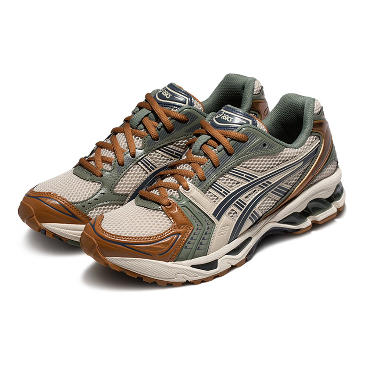 ASICS Gel-Kayano 14 Green Brown Running Sneakers | Lightweight Low-Top Trainers for Men & Women