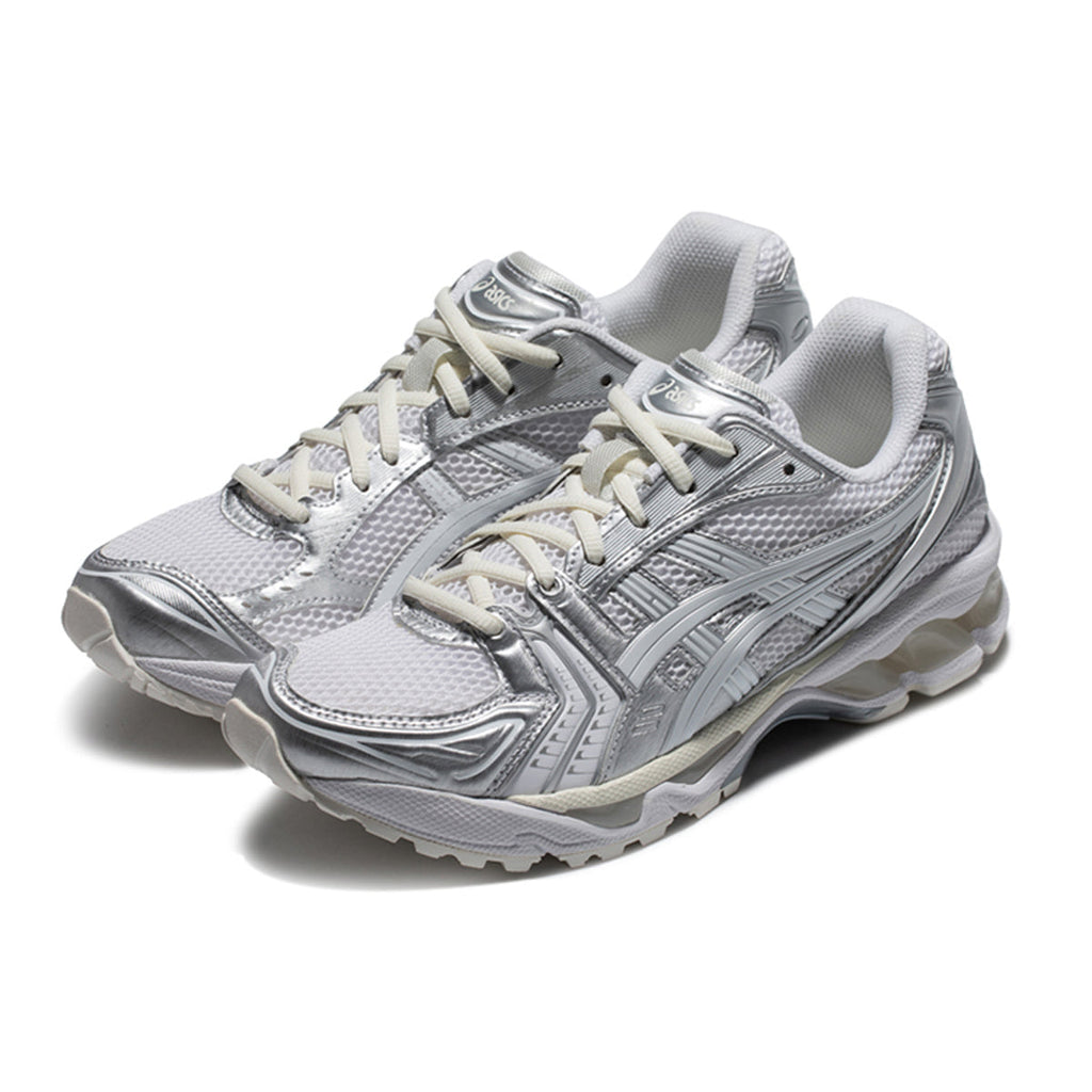ASICS Gel-Kayano 14 Silver White Running Sneakers | Lightweight Low-Top Trainers for Men & Women