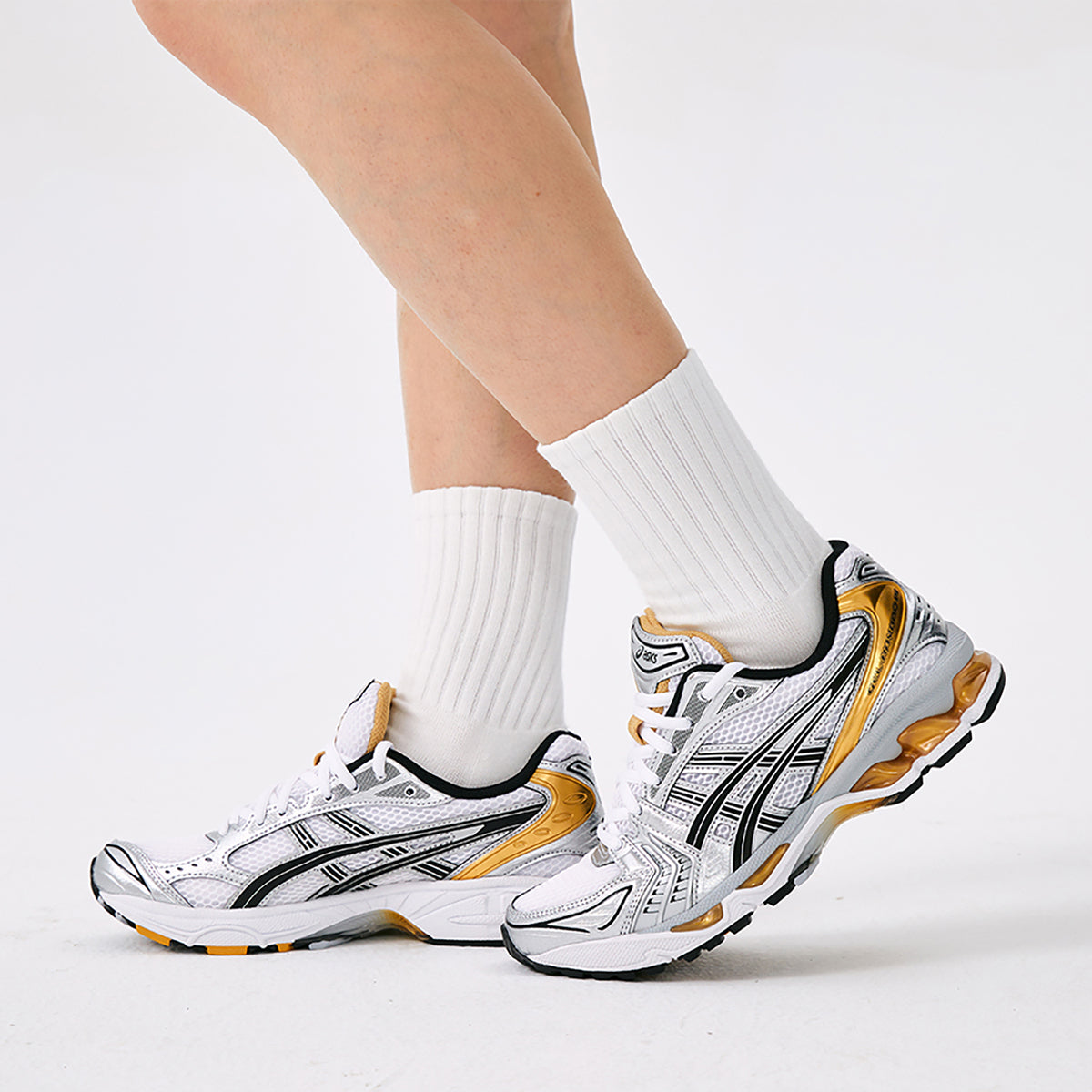 ASICS Gel-Kayano 14 Gold Silver Black Running Sneakers | Lightweight Low-Top Trainers for Men & Women